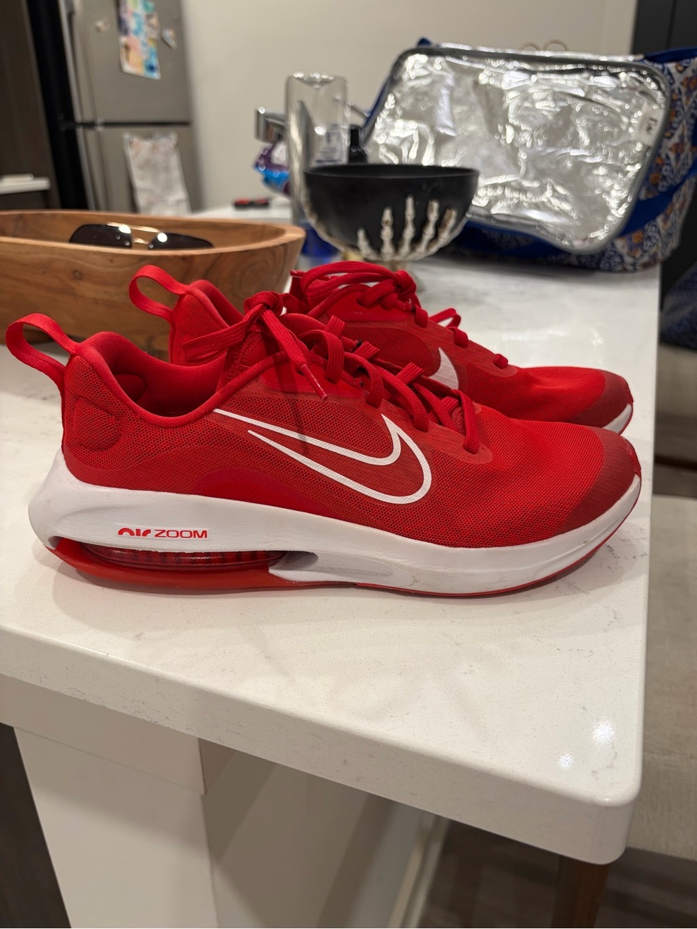 Nike Red and White Air Zoom Athletic Shoes